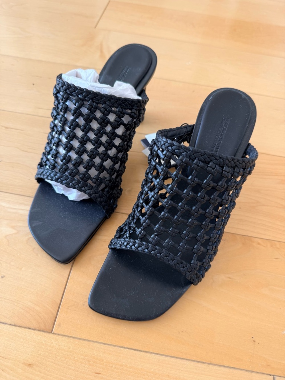 Massimo Dutti Woven Slide Mule - Black